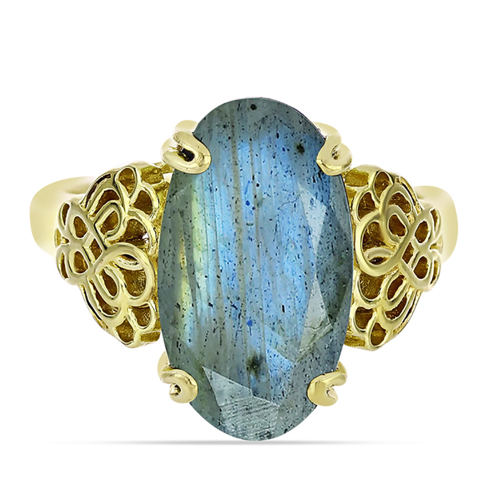 Anillo de Plata Bañada en Oro con Labradorita 1 