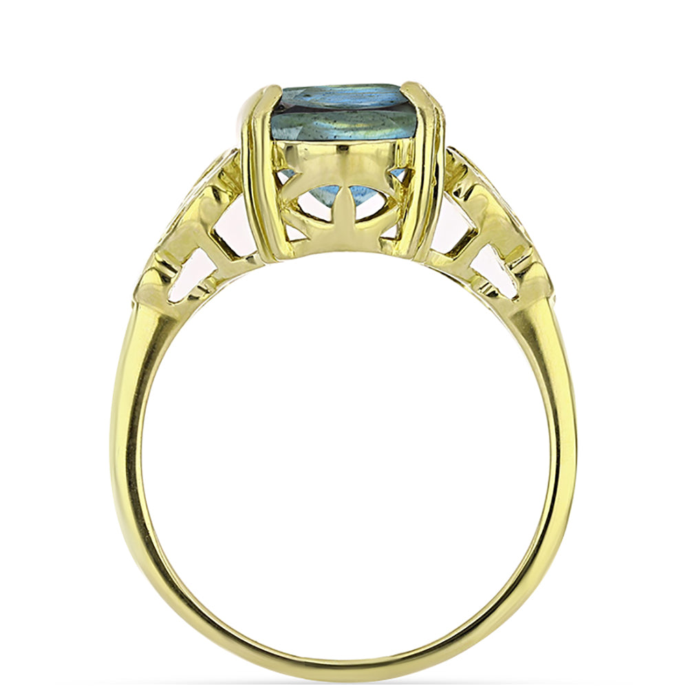Anillo de Plata Bañada en Oro con Labradorita 2 