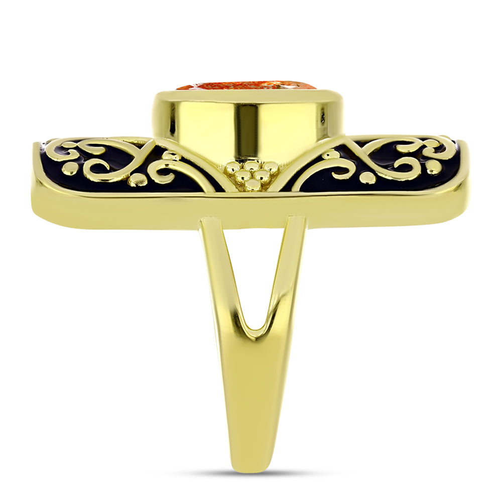 Anillo de Plata Bañada en Oro con Piedra Solar de Oregon 4 