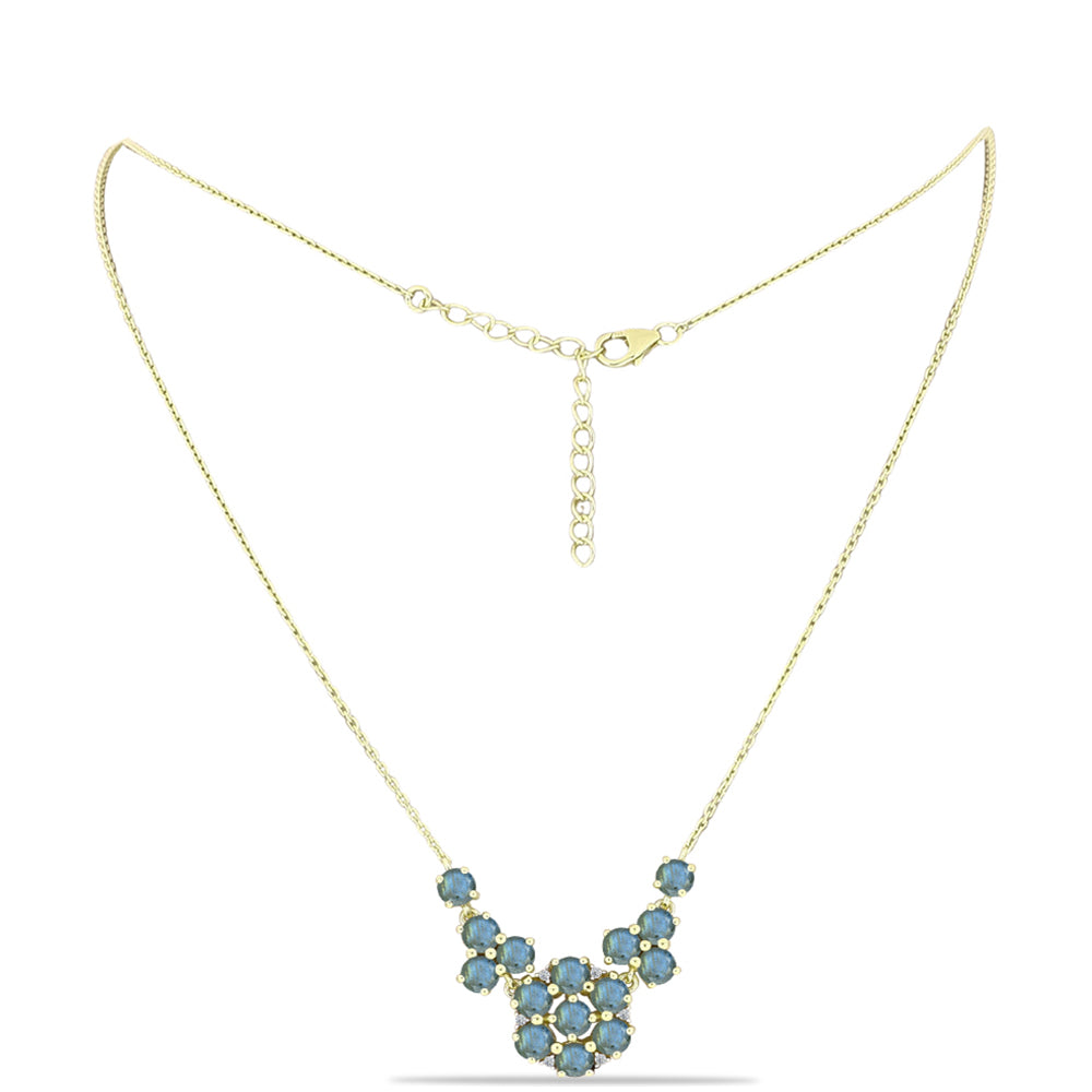 Collar de Plata Bañada en Oro con Labradorita y Topacio Blanco 1 