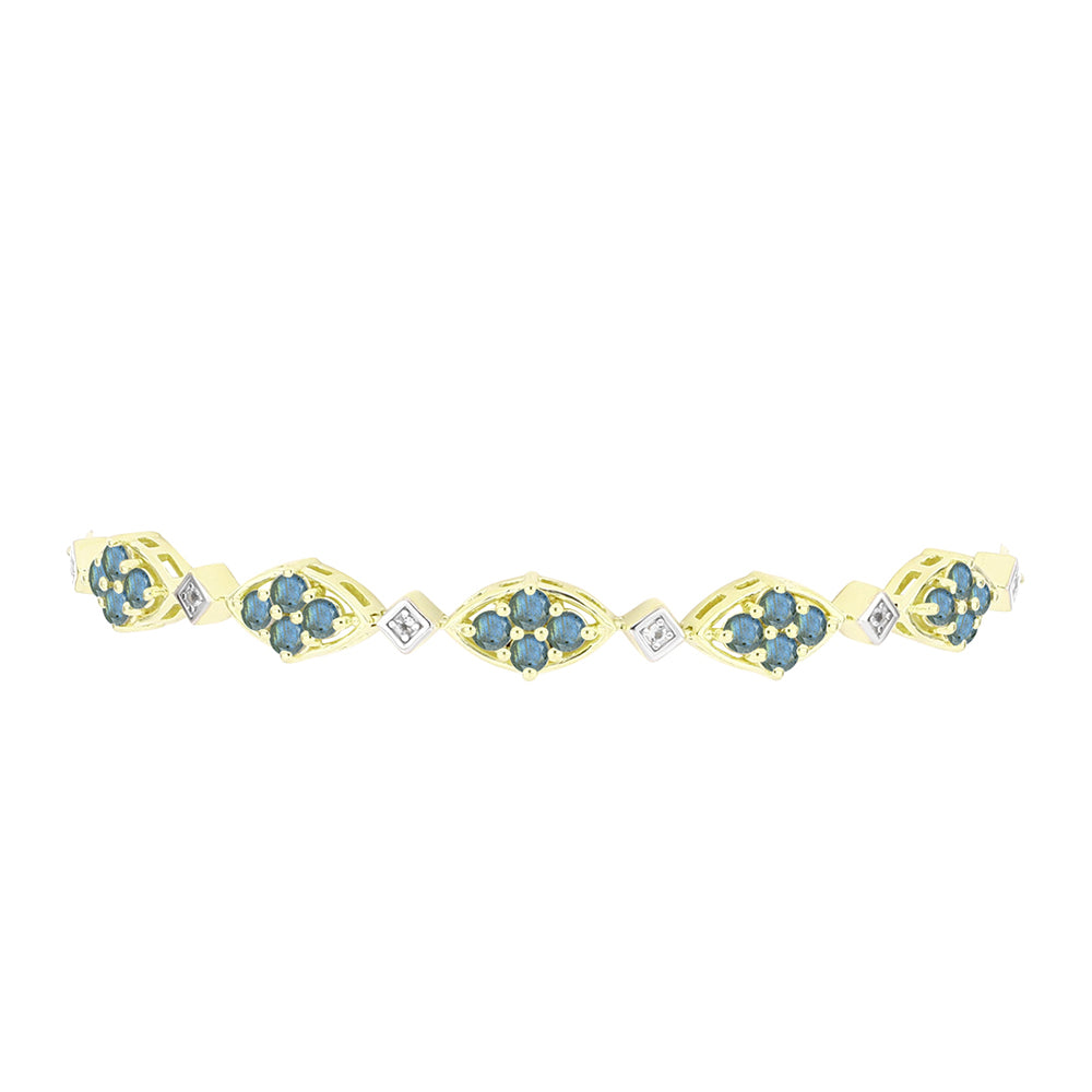 Pulsera de Plata Bañada en Oro con Labradorita y Topacio Blanco 2 