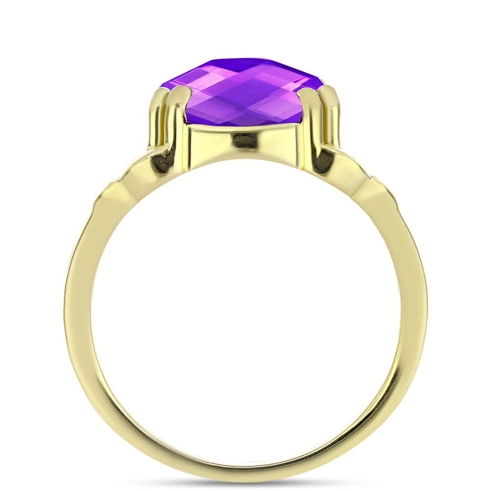 Anillo de Plata Bañada en Oro con Ágata Púrpura 2 