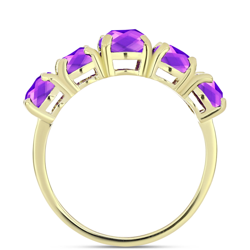 Anillo de Plata Bañada en Oro con Ágata Púrpura