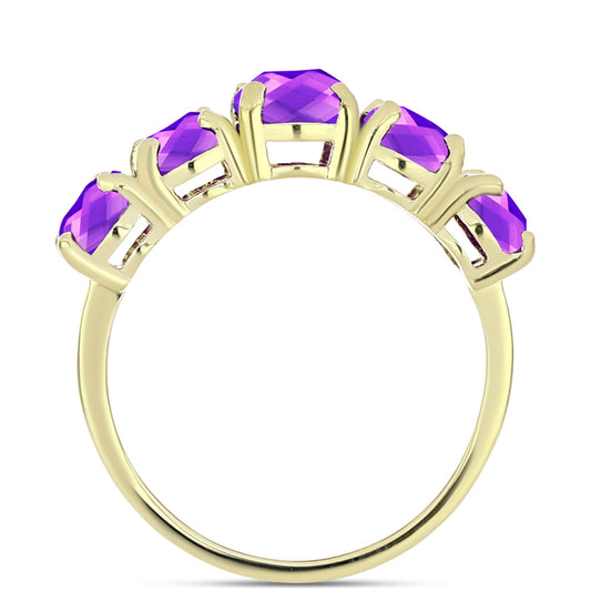 Anillo de Plata Bañada en Oro con Ágata Púrpura