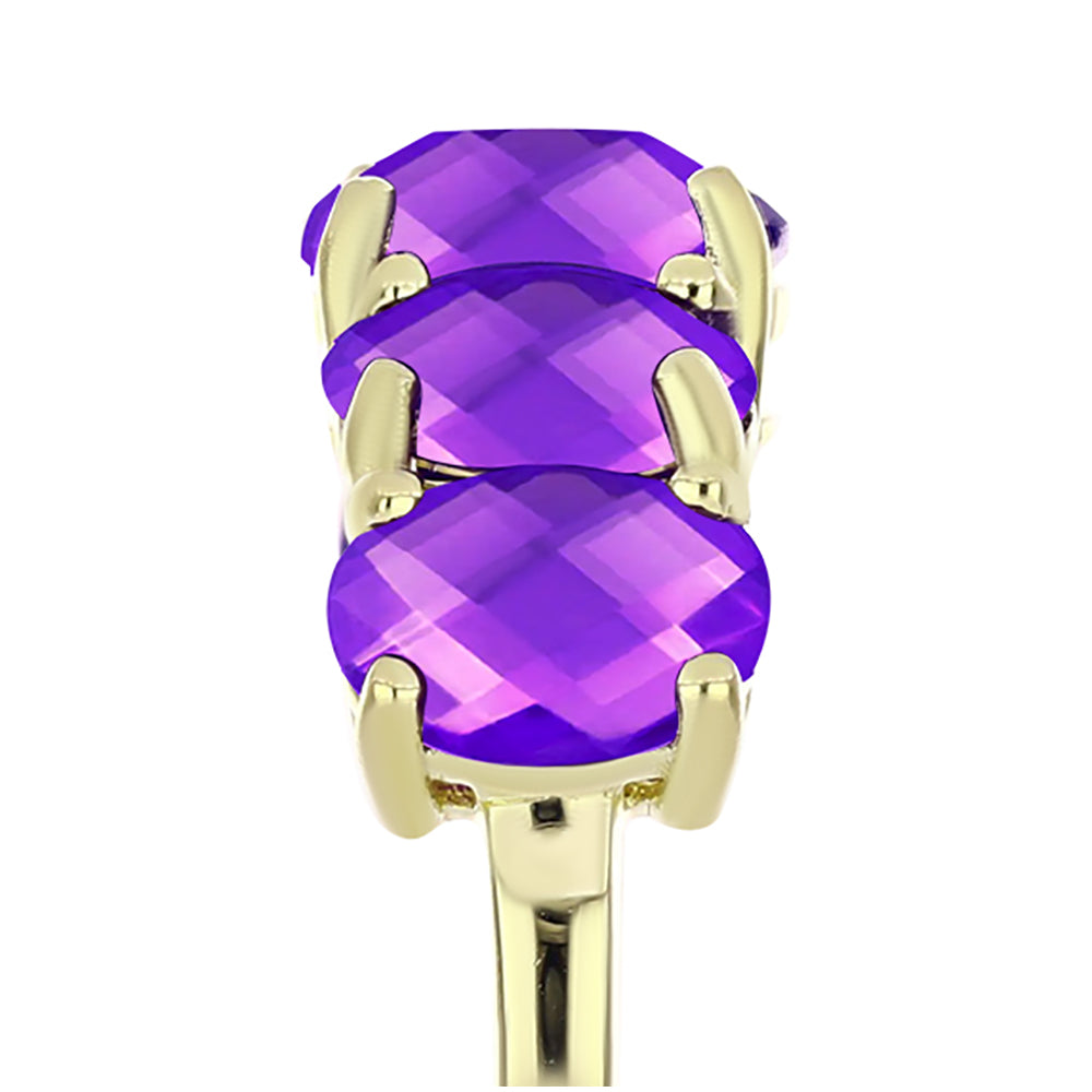 Anillo de Plata Bañada en Oro con Ágata Púrpura 4 