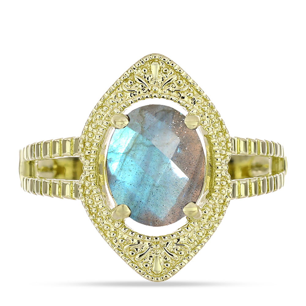 Anillo de Plata Bañada en Oro con Labradorita 1 