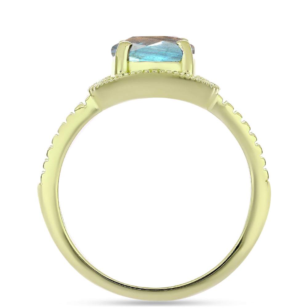 Anillo de Plata Bañada en Oro con Labradorita 2 
