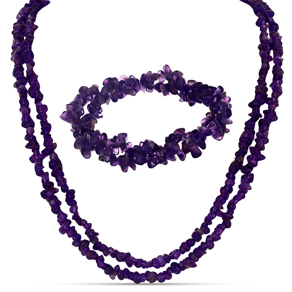 Conjunto Pepita con Ágata Púrpura ( Collar +Pulsera )