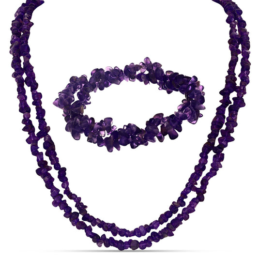 Conjunto Pepita con Ágata Púrpura ( Collar +Pulsera )