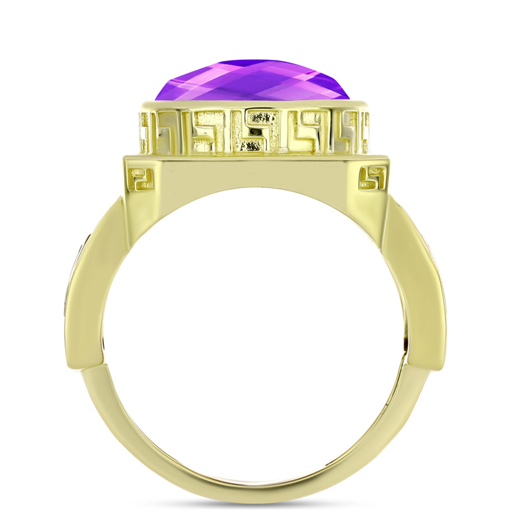 Anillo de Plata Bañada en Oro con Ágata Púrpura 2 