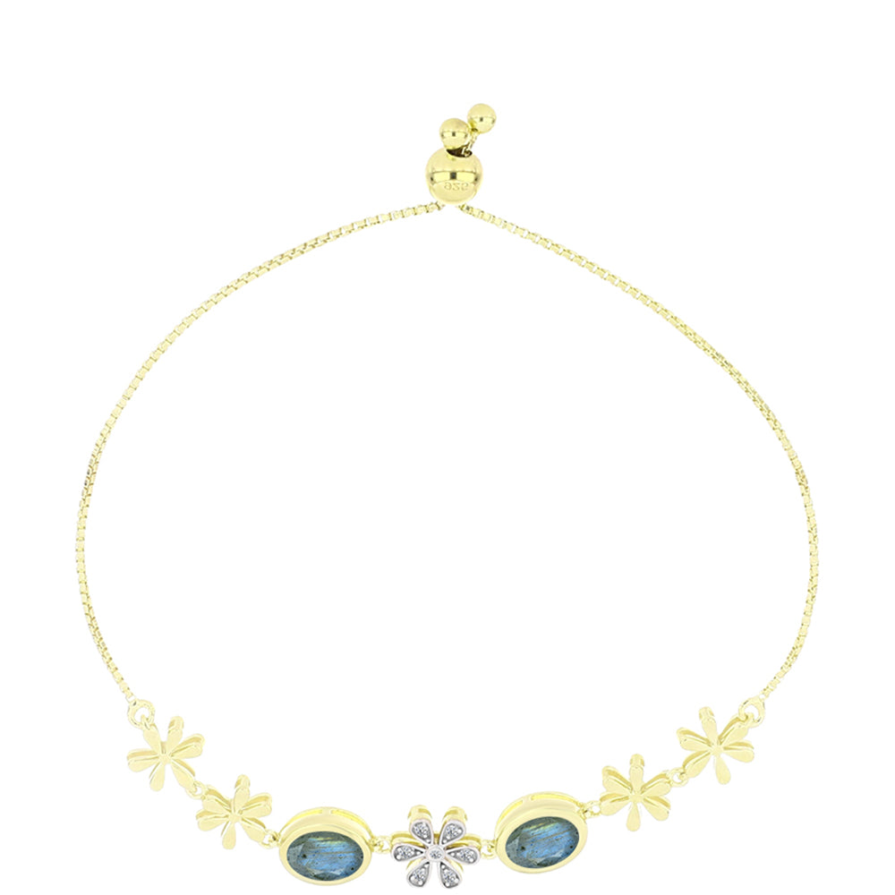 Pulsera de Plata Bañada en Oro con Labradorita y Topacio Blanco 1 