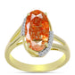 Anillo de Plata Bañada en Oro con Piedra Solar de Oregon y Topacio Blanco