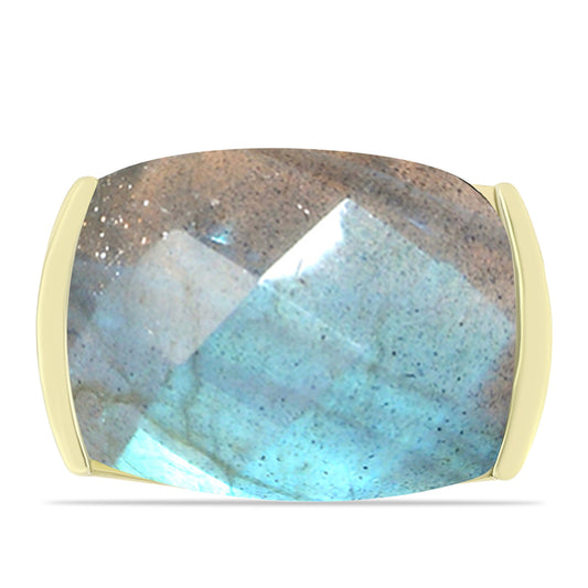 Anillo de Plata Bañada en Oro con Labradorita