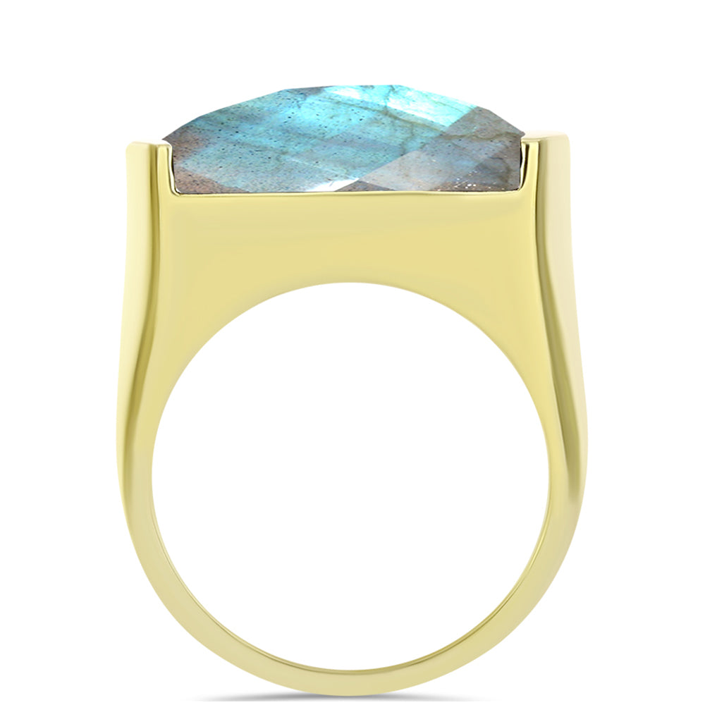 Anillo de Plata Bañada en Oro con Labradorita 6 