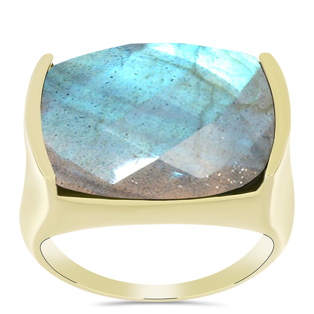 Anillo de Plata Bañada en Oro con Labradorita 7 