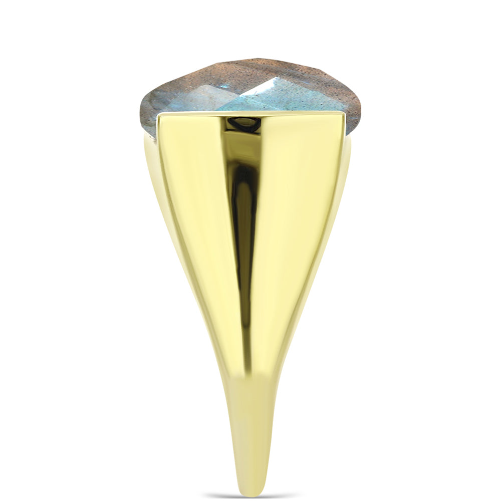 Anillo de Plata Bañada en Oro con Labradorita 4 