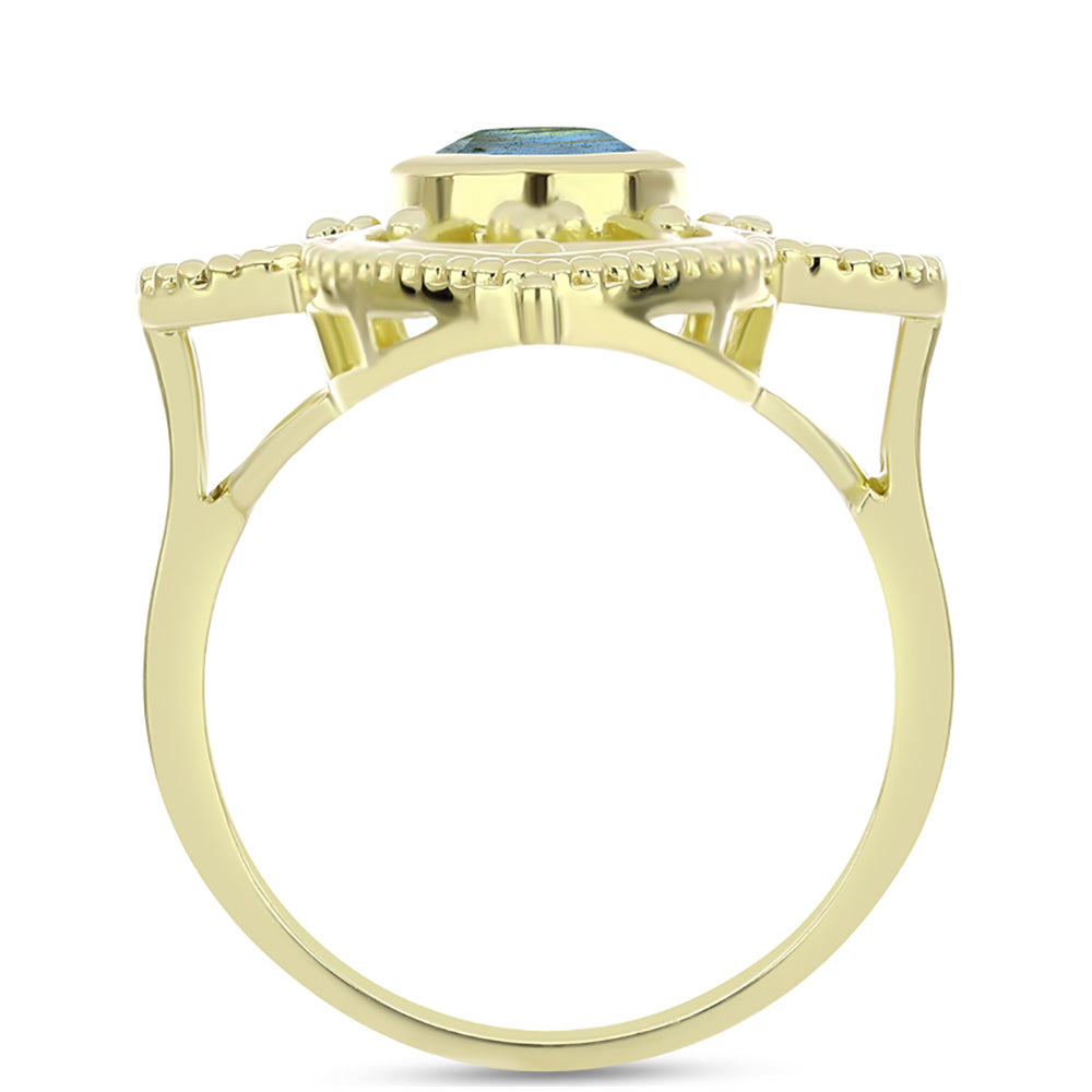 Anillo de Plata Bañada en Oro con Labradorita