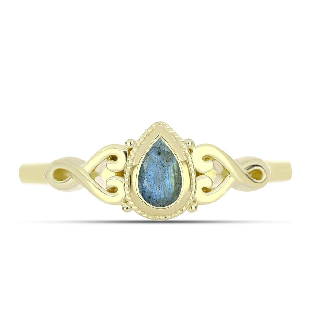 Anillo de Plata Bañada en Oro con Labradorita