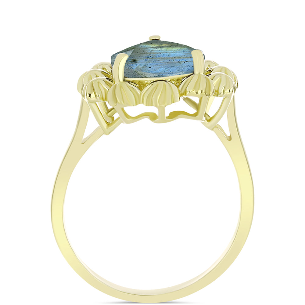Anillo de Plata Bañada en Oro con Labradorita