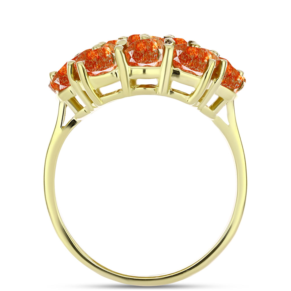 Anillo de Plata Bañada en Oro con Piedra Solar de Oregon