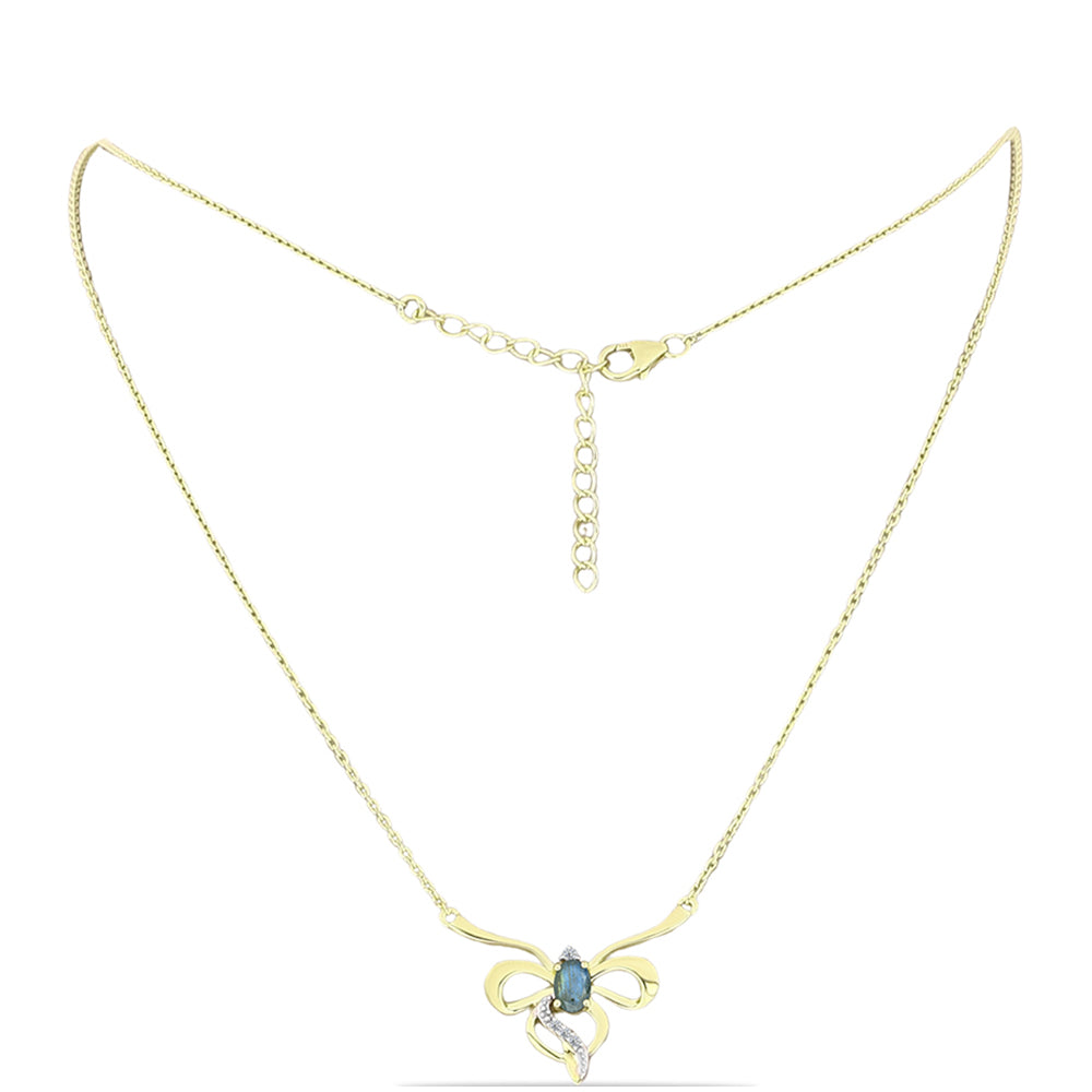 Collar de Plata Bañada en Oro con Labradorita y Topacio Blanco 1 