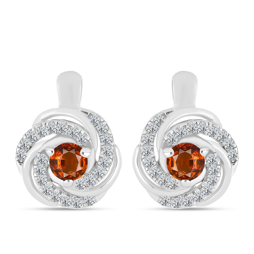 Pendientes de Plata con Citrino de Madeira y Topacio Blanco