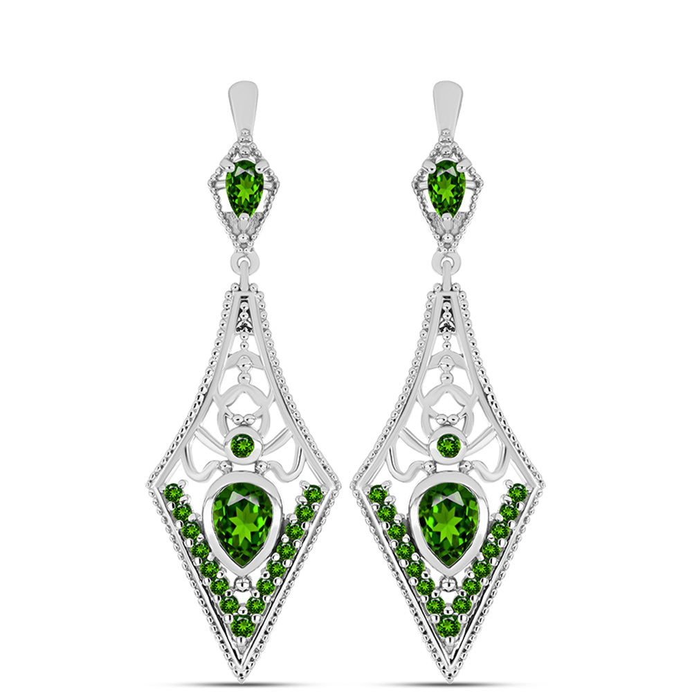 Pendientes de Plata con Diópsido de Cromo 3 