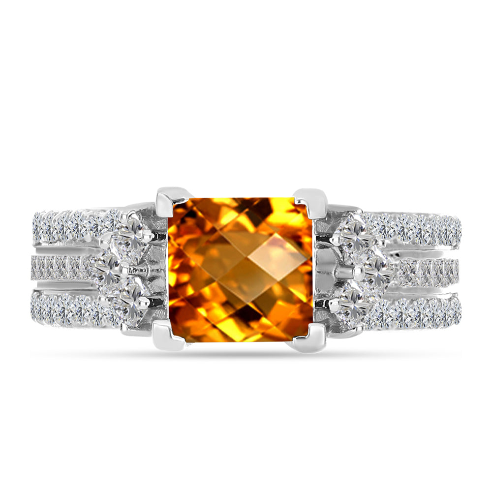 Anillo de Plata con Citrino de Madeira y Topacio Blanco