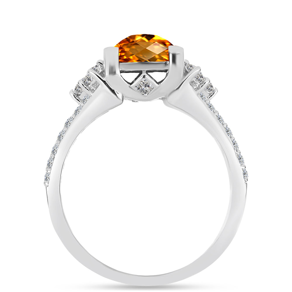 Anillo de Plata con Citrino de Madeira y Topacio Blanco