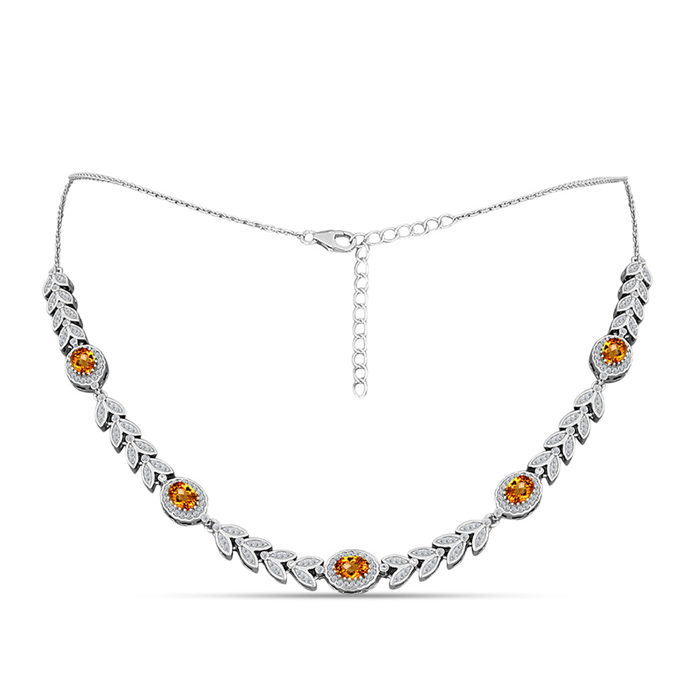 Collar de Plata con Citrino de Madeira y Topacio Blanco