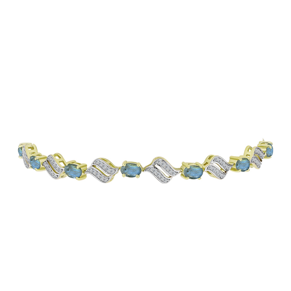 Pulsera de Plata Bañada en Oro con Labradorita y Topacio Blanco 2 