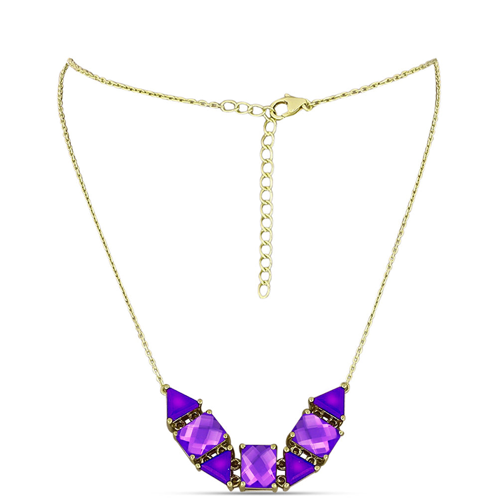 Collar de Plata Bañada en Oro con Ágata Púrpura 1 