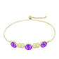 Pulsera de Plata Bañada en Oro con Ágata Púrpura y Topacio Blanco