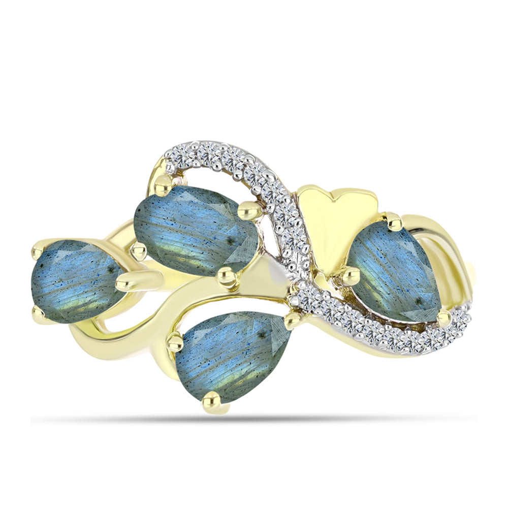 Anillo de Plata Bañada en Oro con Labradorita 1 