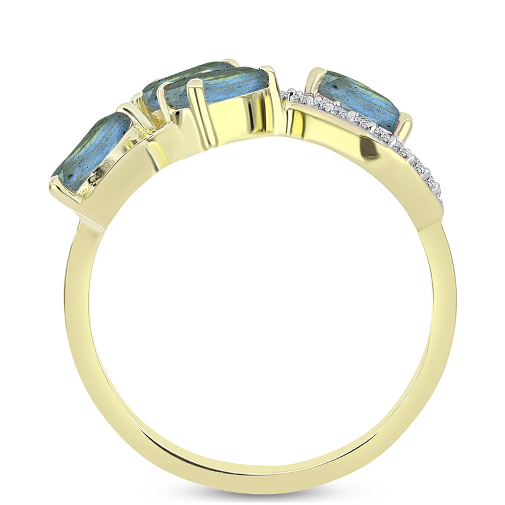 Anillo de Plata Bañada en Oro con Labradorita 2 