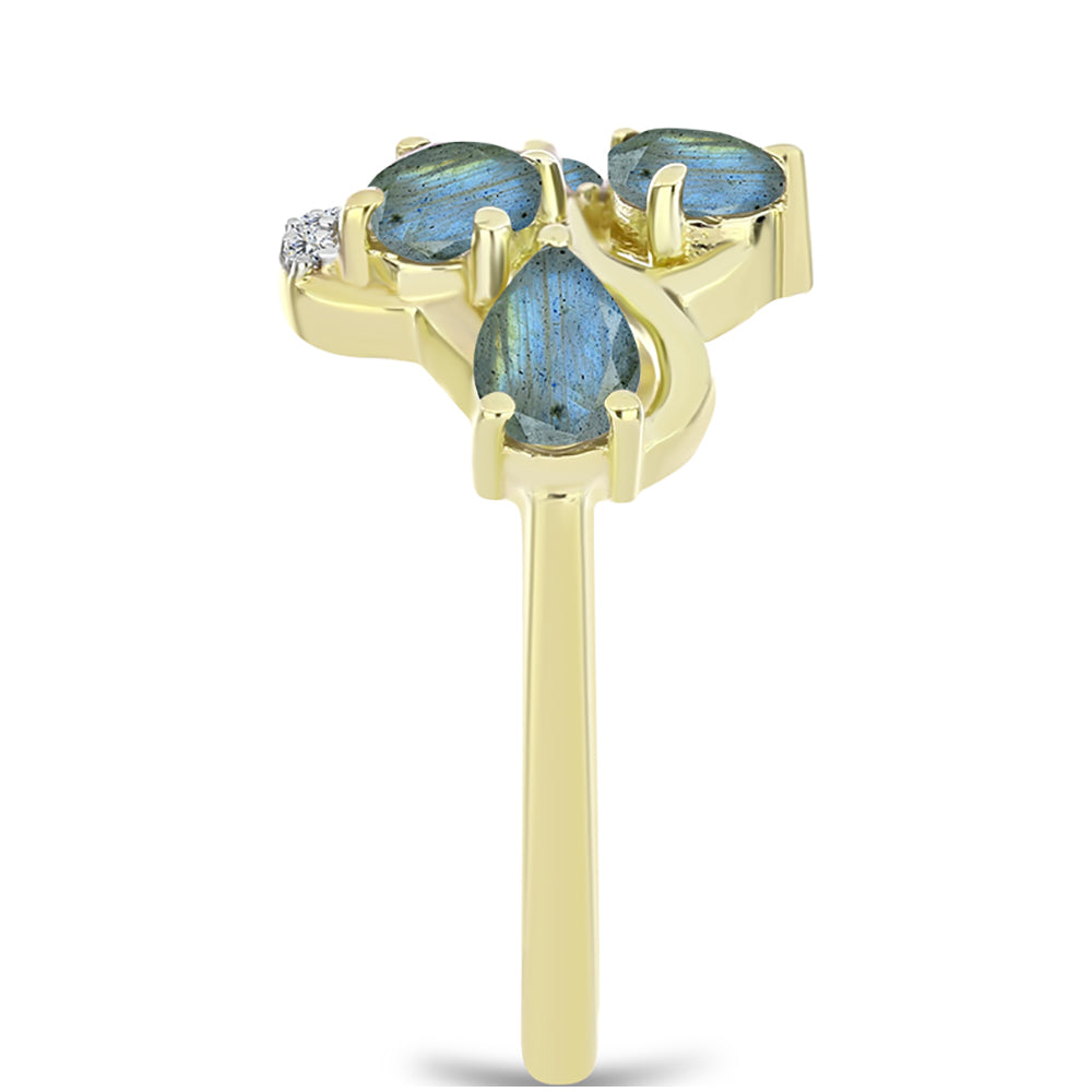 Anillo de Plata Bañada en Oro con Labradorita 4 