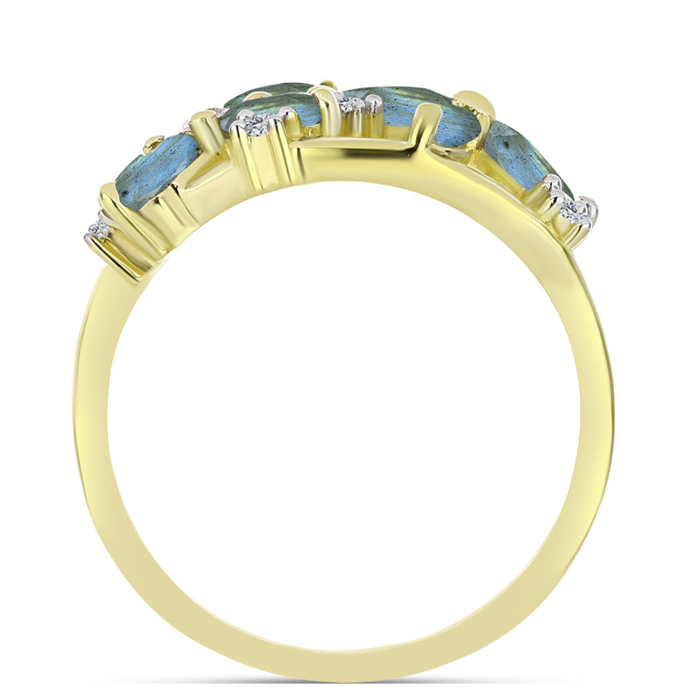 Anillo de Plata Bañada en Oro con Labradorita 2 