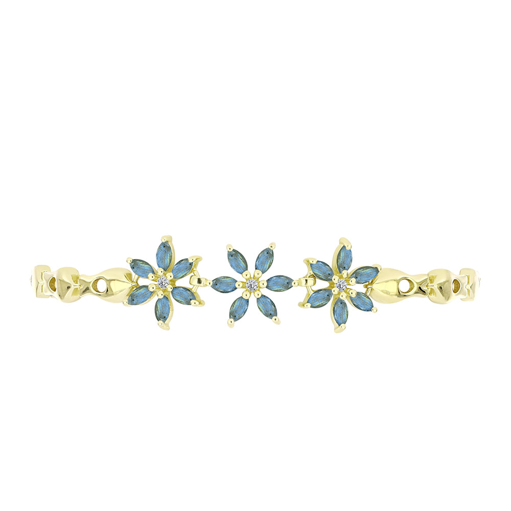 Pulsera de Plata Bañada en Oro con Labradorita y Topacio Blanco 2 