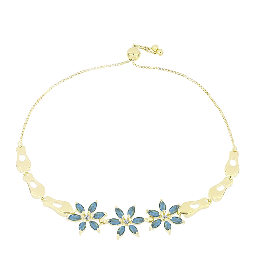 Pulsera de Plata Bañada en Oro con Labradorita y Topacio Blanco