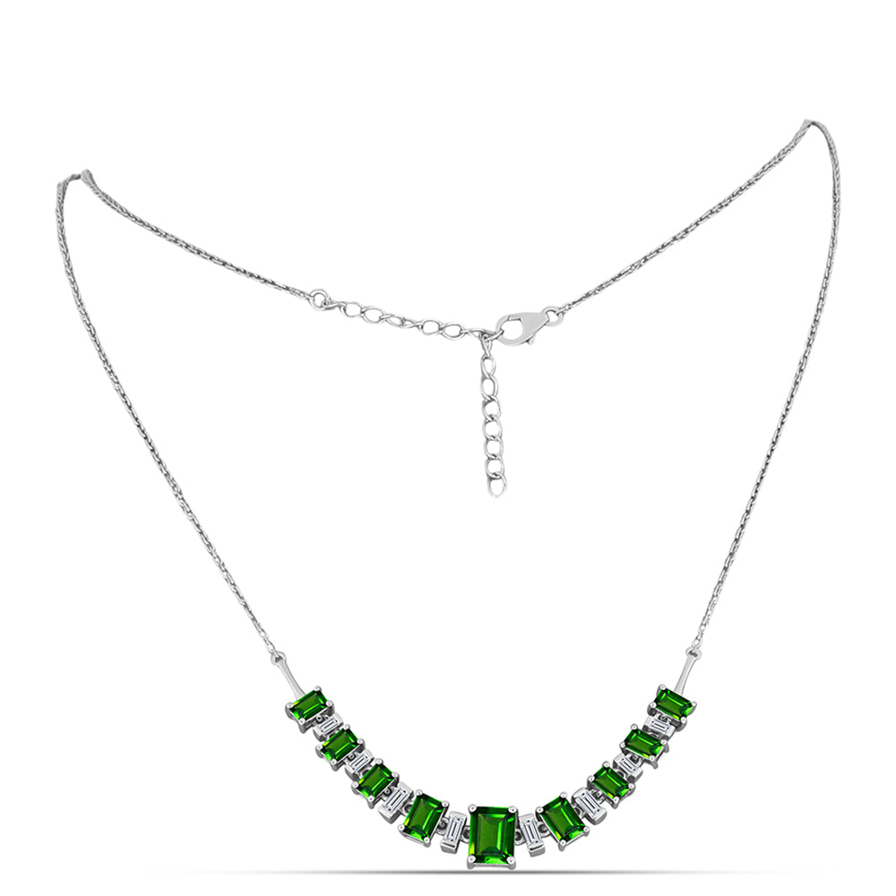 Collar de Plata con Diópsido de Cromo y Zircón Blanco 1 