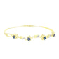 Brazalete de Plata Bañada en Oro con Diamante Azul y Topacio Blanco
