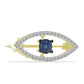 Broche de Plata Bañada en Oro con Diamante Azul y Topacio Blanco