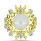 Anillo de Plata Bañada en Oro con Perla de Agua Dulce y Topacio Blanco