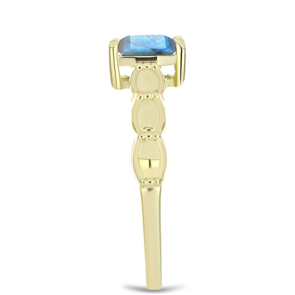 Anillo de Plata Bañada en Oro con Labradorita 4 
