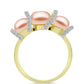 Anillo de Plata Bañada en Oro con Perla de agua dulce melocotón y Topacio Blanco