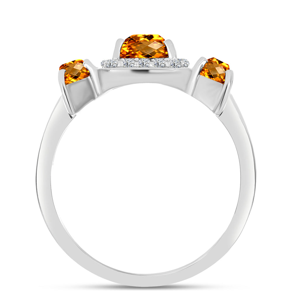 Anillo de Plata con Citrino de Madeira y Topacio Blanco 2 