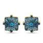 Pendientes de Plata Bañada en Oro con Diamante Azul
