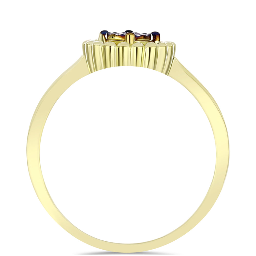 Anillo de Plata Bañada en Oro con Diamante Azul 2 