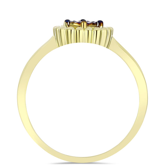 Anillo de Plata Bañada en Oro con Diamante Azul