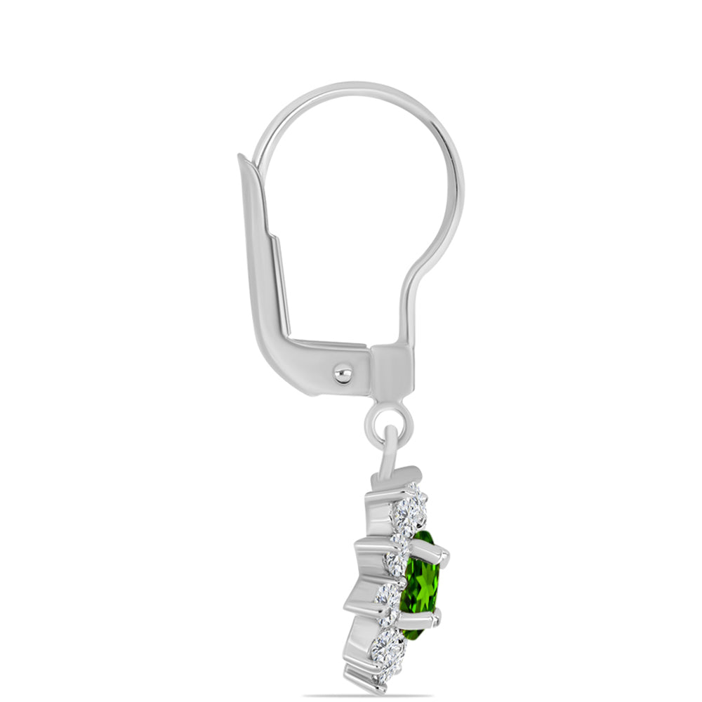Pendientes de Plata con Diópsido de Cromo y Topacio Blanco 4 